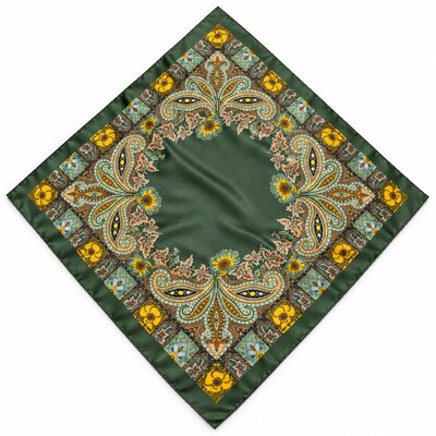 Foto Lenço Acetinado Estampa Floral E Paisley