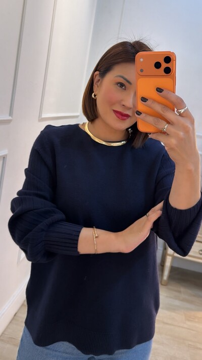 Foto Blusa Tricot Thalita Mangas Bufantes Com Nervuras Caneladas