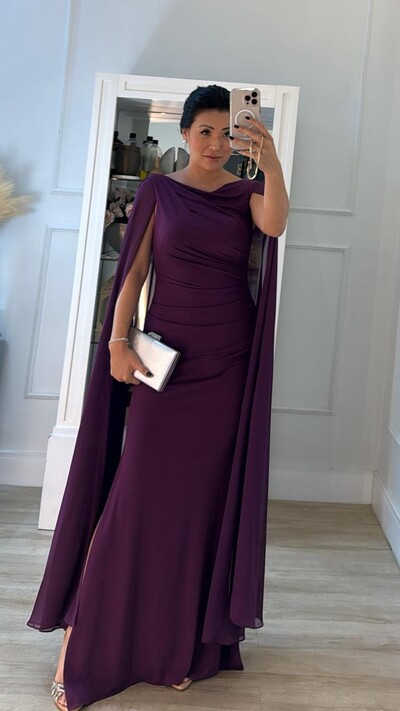 Foto Vestido Longo Detalhe Drapeado Fernanda Fenda Lateral