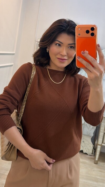Foto Blusa Tricot Ingrid Detalhe Relevo Geométrico Texturizado