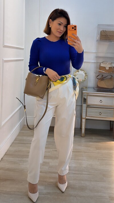 Foto Blusa Tricot Canelado Gola Alta Brenda Mangas Princesa