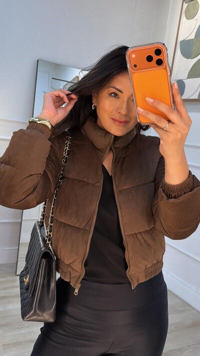 FotoJaqueta Bomber Veludo Cotelê Rebeca Pespontos Na Horizontal