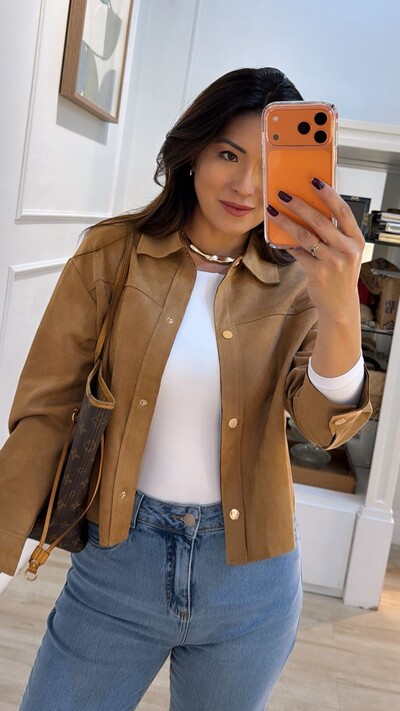 FotoJaqueta Casaco Suede Luna Com Gola