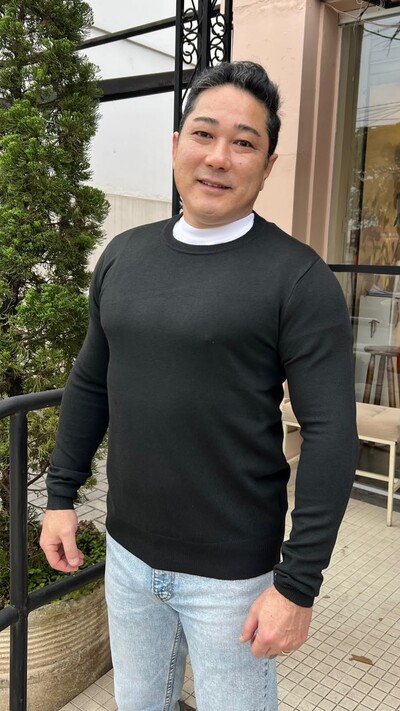 Foto Suéter Tricot Gola Careca Fabio Mangas Longas
