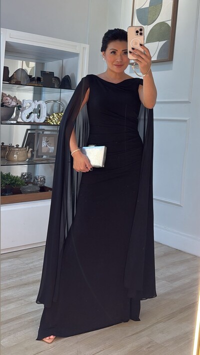 Foto Vestido Longo Detalhe Drapeado Fernanda Fenda Lateral