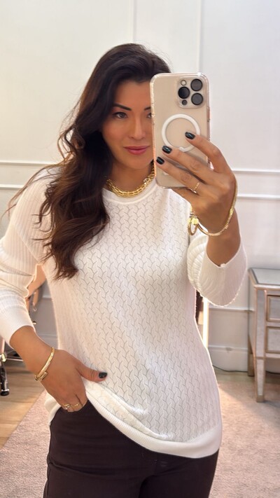 FotoBlusa Tricot Elize Mini Entremeios E Vivos Ondulados Frontais