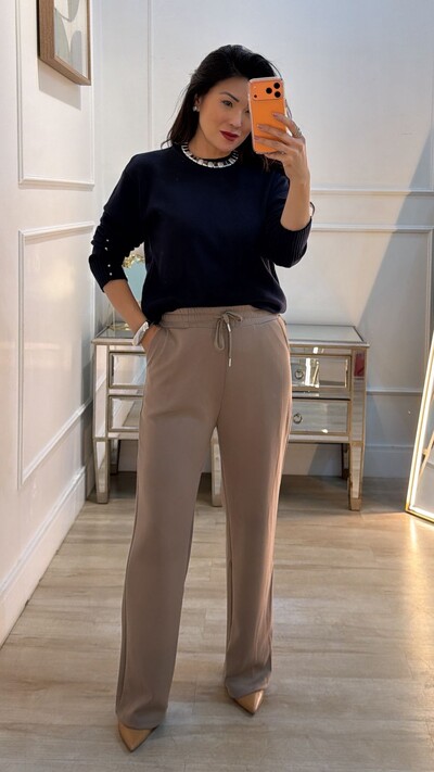 Foto Calça Pantalona Moletinho Paola Com Bolsos Faca