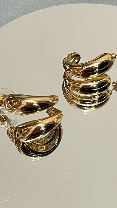 Foto Brinco Gota Dupla Abaulada