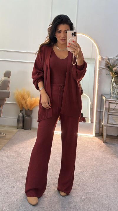 Foto Conjunto Tricot 3 Peças Gigi Twin Set & Calça Pantalona