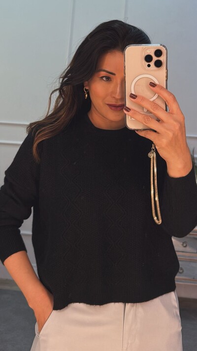 FotoBlusa Tricot Janaina Losangos Em Zigue Zague