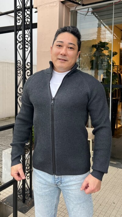 Foto Suéter Tricot Pedro Gola Alta Zíper Frontal