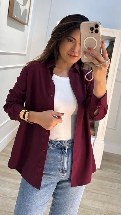 FotoMaxi Camisa Twill Sofia Botões Forrados