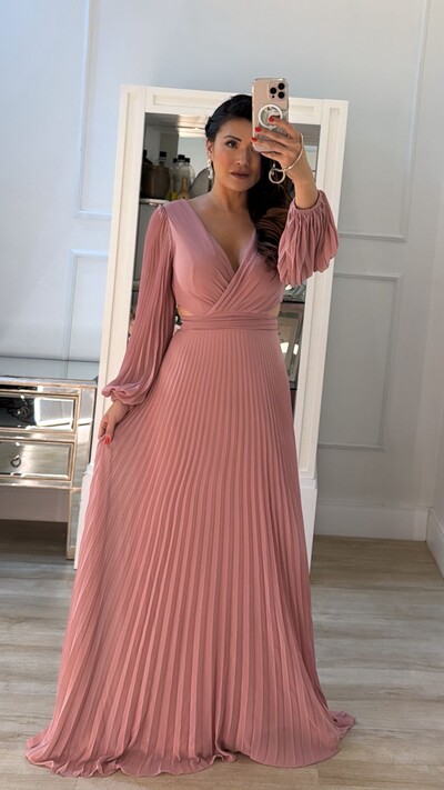 FotoVestido Longo Plissado Monica Detalhes Vazados Na Cintura