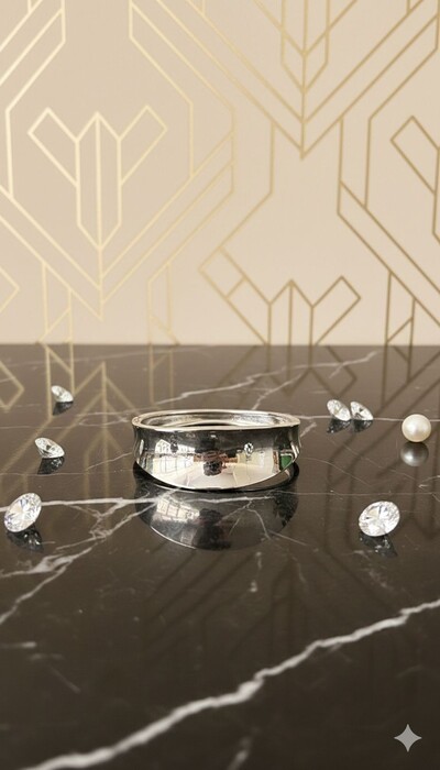 Foto Bracelete Chapa Oval Liso Assimétrico