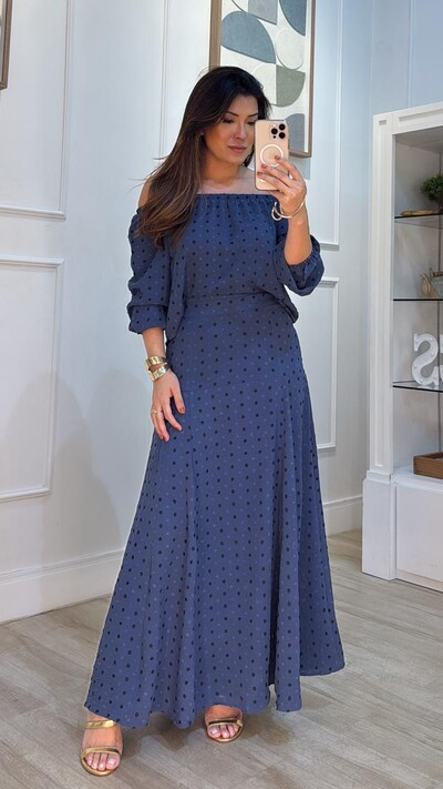 Foto Conjunto Pipoquinha Renata Blusa Ombro À Ombro E Saia