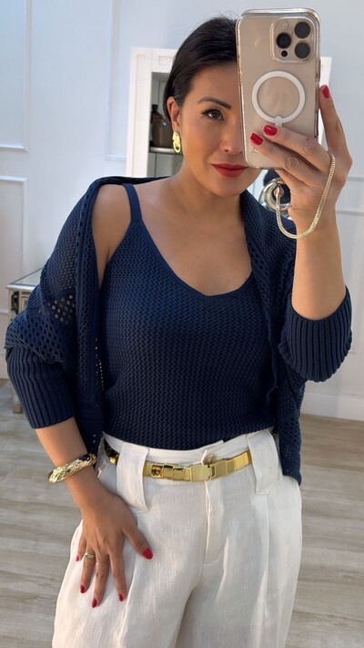 FotoTwin Set Tricot Sheyla Com Entremeios Blusa Regata & Cardigan