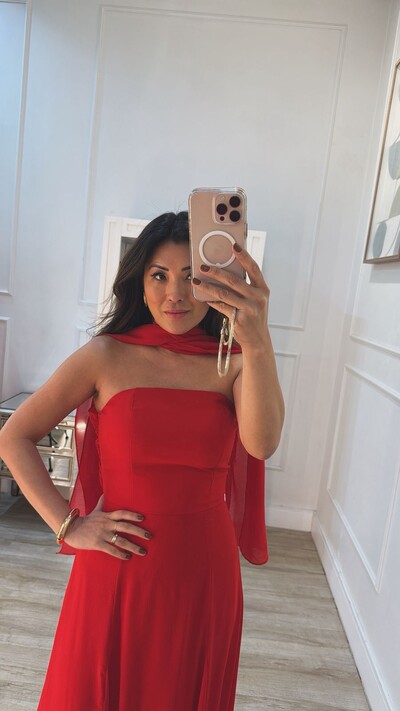 FotoVestido Midi Chiffon Tomara Que Caia Gisele Detalhe Lateral