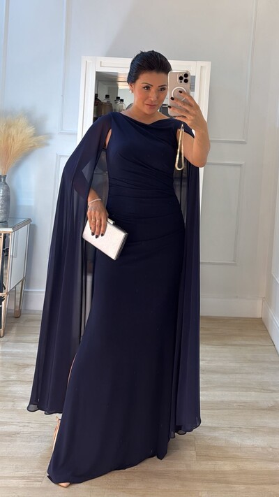 Foto Vestido Longo Detalhe Drapeado Fernanda Fenda Lateral