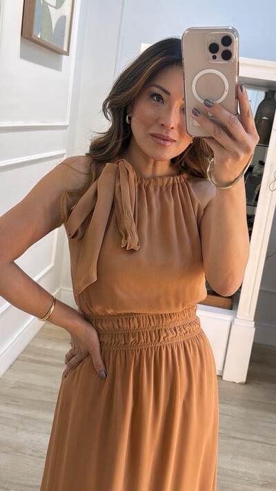 FotoVestido Midi Chiffon Isis Lástex Largo Na Cintura