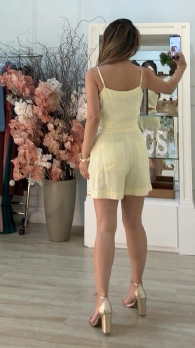 FotoShorts Twill Barrado Bordado Greta Cinto Fino Ponteiras Resinadas