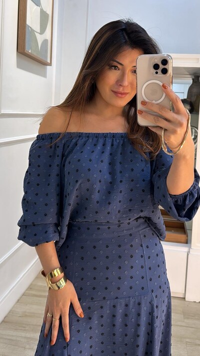 FotoConjunto Pipoquinha Renata Blusa Ombro À Ombro E Saia