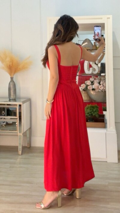 FotoVestido Longo Ana Decote Coração E Fenda Frontal