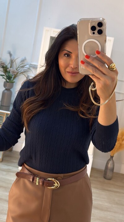 FotoBlusa Tricot Gola Careca Paloma Trançados Pela Peça