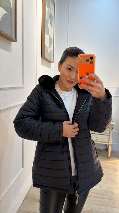 Foto Parka Casaco Dupla Face Tabatha Capuz Removível Com Pelinho