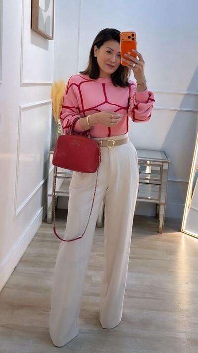 Foto Blusa Tricot Bicolor Flavia Com Nervuras Em Relevo