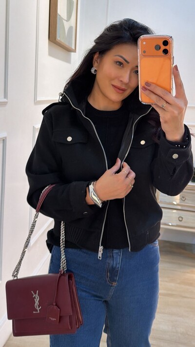 FotoJaqueta Casaco Curto Ellie Lã Batida Com Martingale Nos Ombros