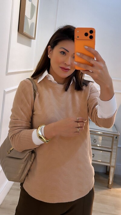 Foto Blusa Tricot Nervuras Em Zigue-Zague Noelle Barrado Arredondado