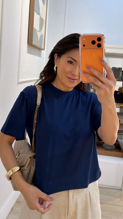 FotoBlusa Malha Ampla Gola Careca Anny Mangas 3/4