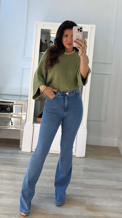 Foto Blusa Cropped Tricot Amplo Kim Mangas 7/8