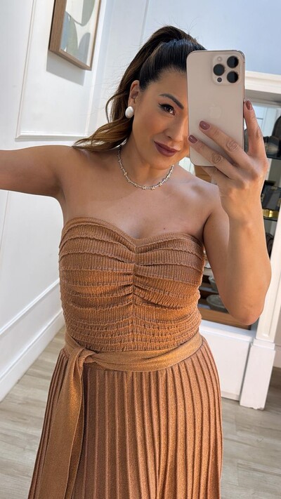 FotoVestido Longo Tricot Com Fio De Lurex Larissa Com Cinto Faixa