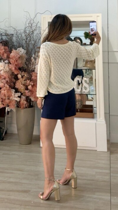 FotoShorts Alfaiataria Eliana Com Pala E Cinto Fino Couro Eco