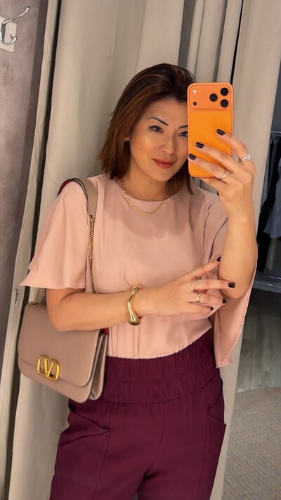 Foto Blusa Crepe Laura Com Sobreposição De Babado Assimétrico