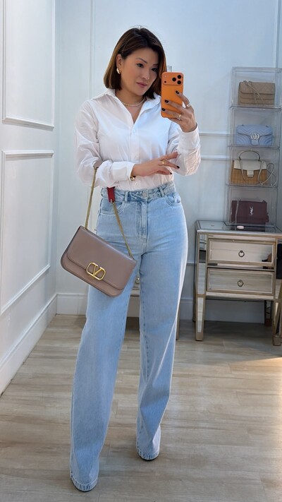 Foto Maxi Camisa Talita Com Pregas Nos Punhos