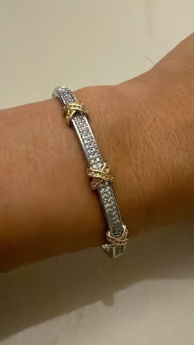 Foto Bracelete Cravejado Em Strass Duo Color Com Detalhes Triplo X