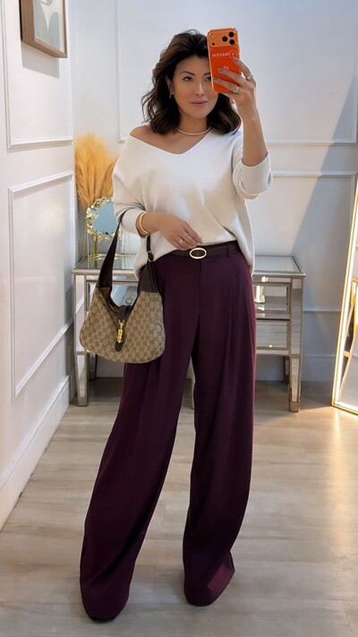 Foto Blusa Tricot Ampla Decote V Paola Mangas Longas