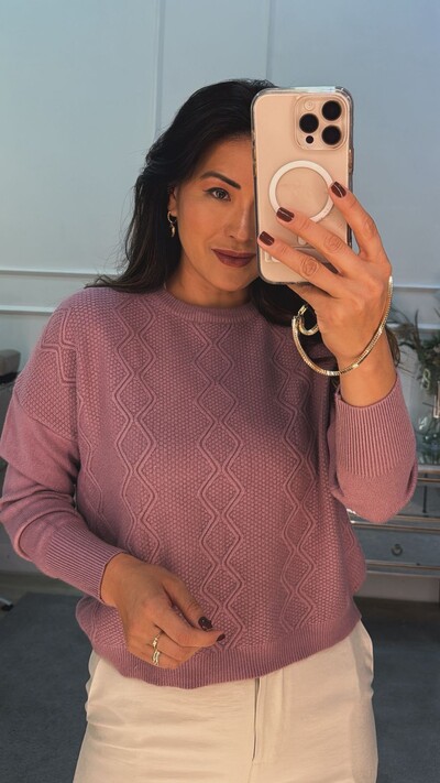 FotoBlusa Tricot Janaina Losangos Em Zigue Zague