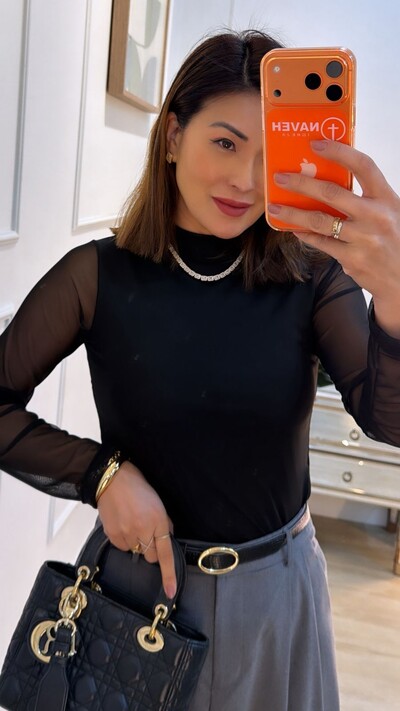 FotoBlusa Tulê Thamires Mangas Longas