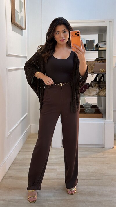 Foto Kimono Tricot Vazado Fabi Mangas 3/4