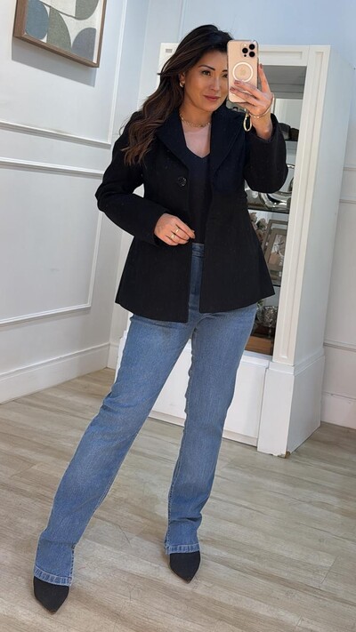 Foto Casaco De Lã Batida Soraya Nervura Tripla Na Cintura