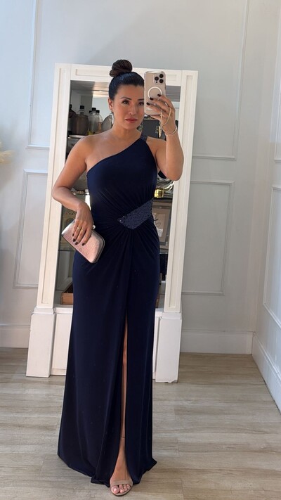 Foto Vestido Longo Detalhe Em Paetê Catarina Fenda Frontal