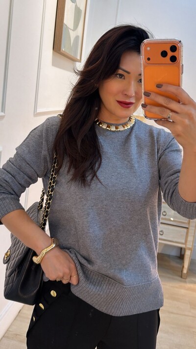 FotoBlusa Tricot Dayane Punhos E Barrado Largos Canelados