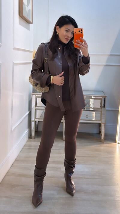 Foto Maxi Camisa Couro Eco Luiza Bolso Único Frontal