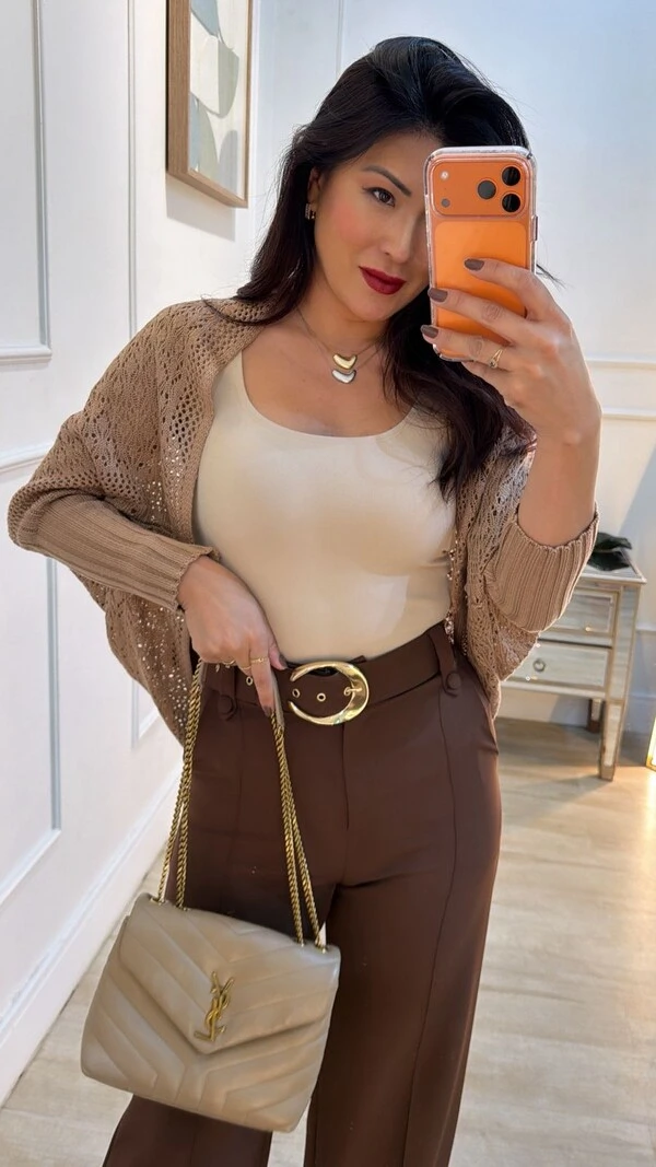 Kimono Capa Tricot Lulu Punhos Largos Canelados