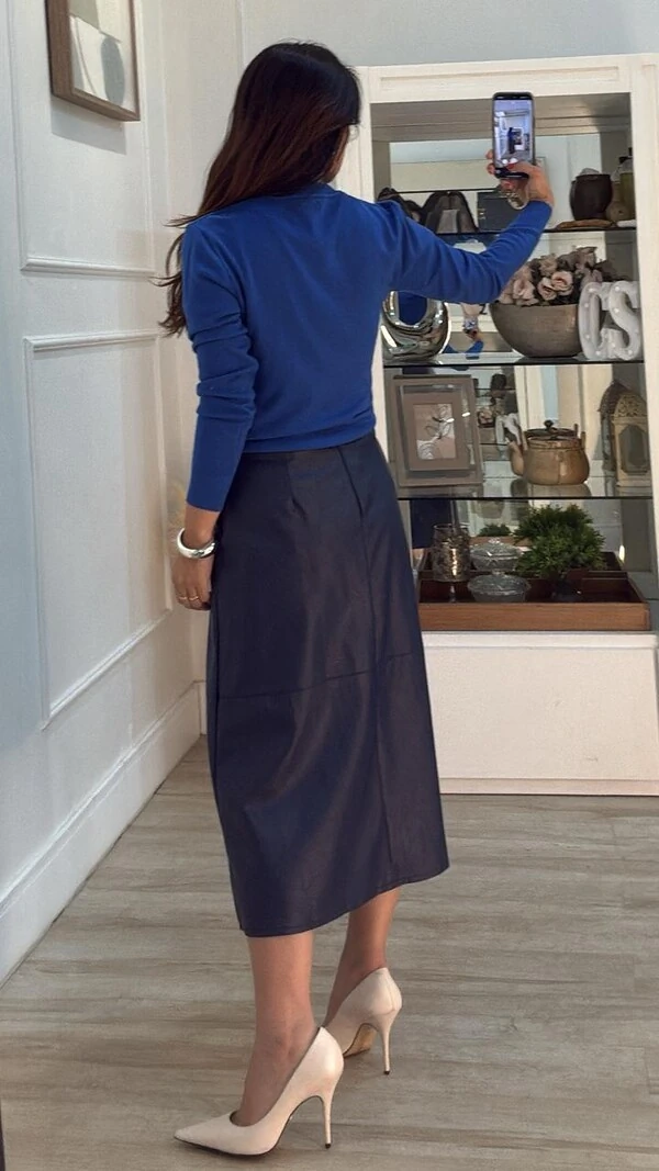 Blusa Tricot Mangas Bufantes Heloiza Trançados Triplos Frontais