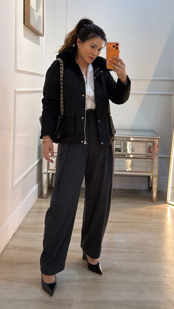 Parka Casaco Suede Sandy Capuz Com Gola De Pelo