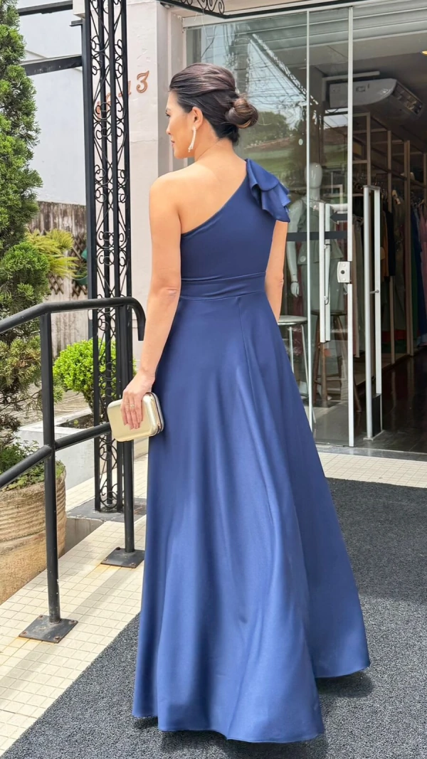Vestido Longo Ombro Único Renata Fenda Frontal